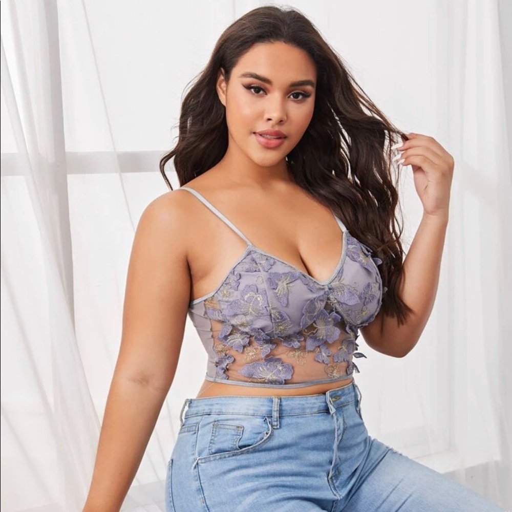 Butterfly Embroidered Mesh Bralette